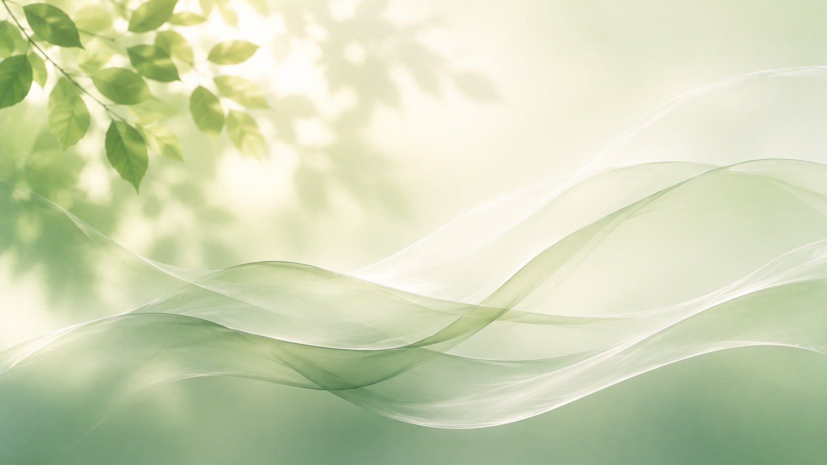 Fond décoratif vert aux courbes fluides et feuillages