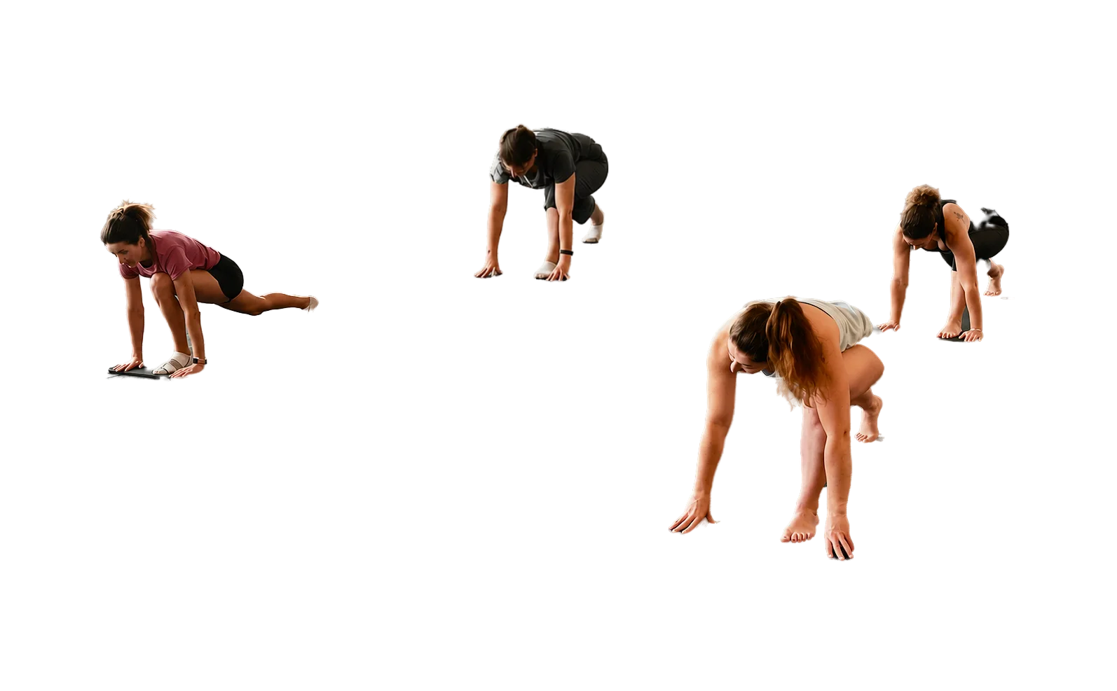 Participants réalisant différents mouvements de yoga et d’étirement