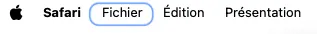 Safari Mac - étape 1 : menu Fichier
